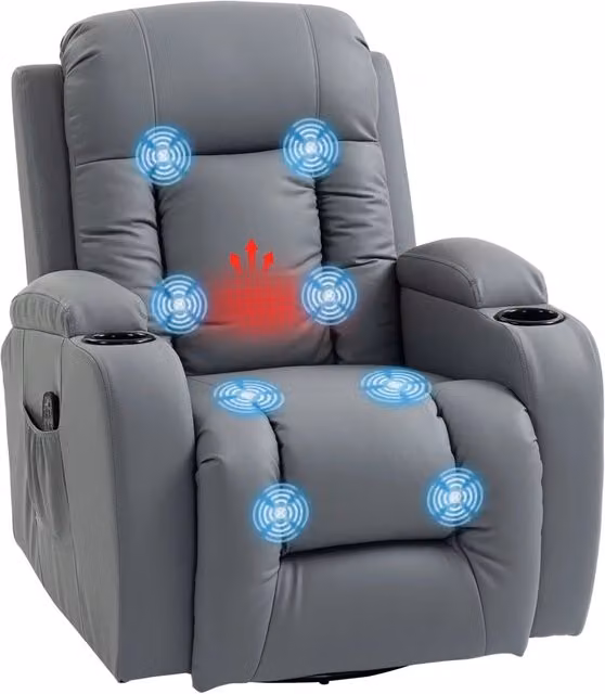 Poltrona relax massaggiante elettrica reclinabile con funzione dondolo e riscaldamento ¨C Xylo ¨C grigio chiaro