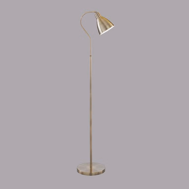 Lampada da terra, ottone antico, H 145 cm, regolabile