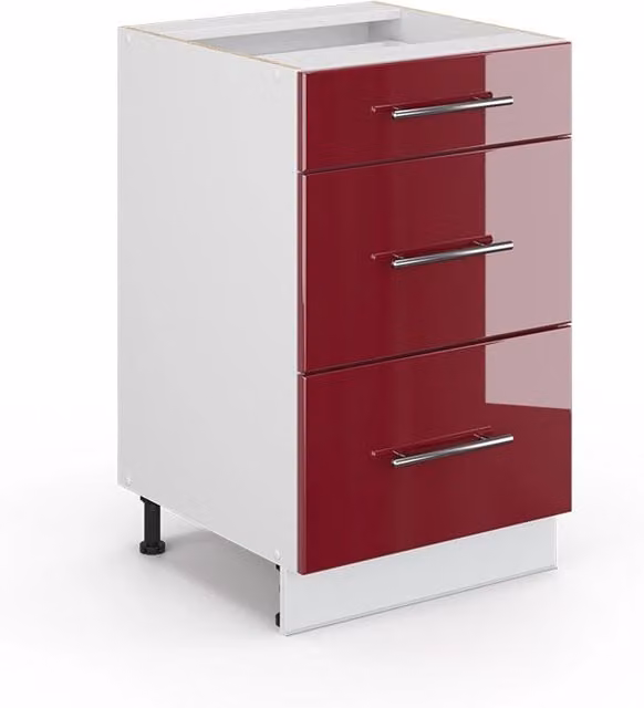 Cassettiera da bagno Vicco Fame-Line bordeaux lucido senza piano di lavoro L: 50 cm, H: 82 cm