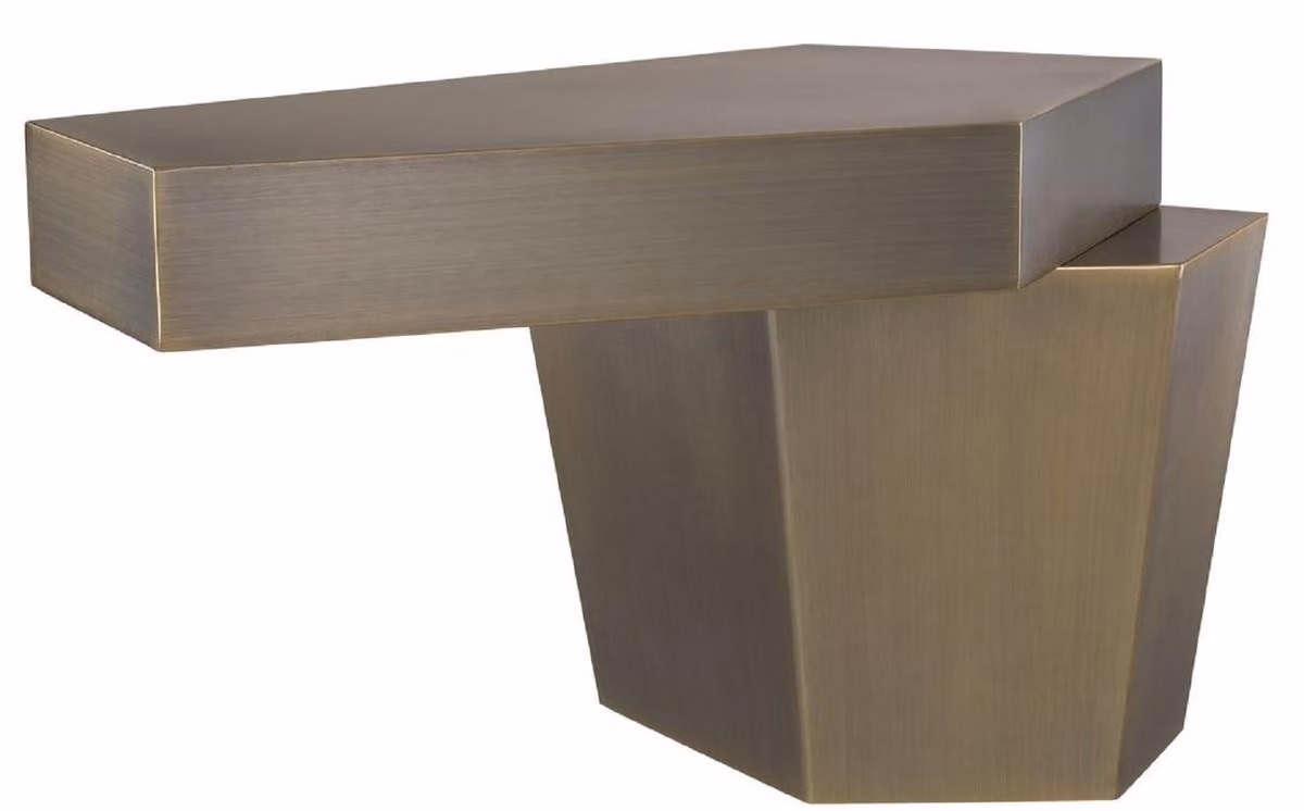 Tavolino di design Casa Padrino colori ottone 82 x 52 x H. 45 cm - tavolino da salotto in metallo con superficie in ottone spazzolato e riempimento in cemento - qualità