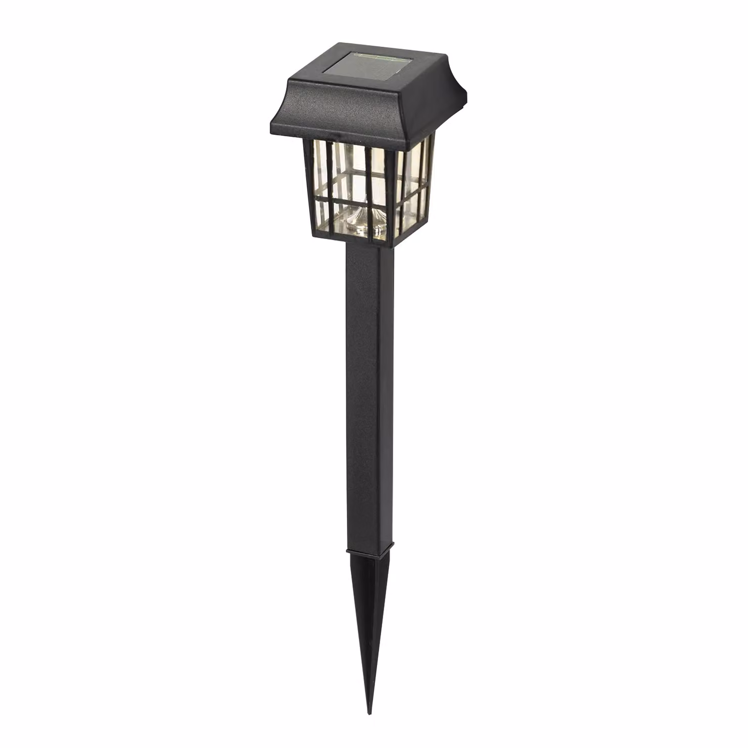 Dictrolux Lampada Solare LED da Giardino con Picchetto, Colore Nero, Luce Bianco Caldo, Altezza: 32 cm – 1