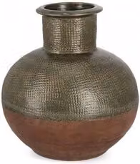 Vaso in ceramica Bizzotto KLAS Verde, forma rotonda e stile rustico, L: 51 cm, H: 53 cm