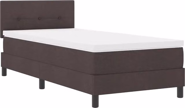 Letto singolo | Letto per adulti | Letto a molle con materasso Marrone Scuro 90 x 190 cm Tessuto