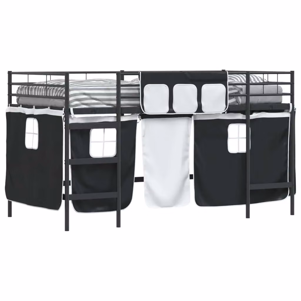 Letto a castello per bambini vidaXL in metallo con struttura a casetta e scala, Nero, L 200 x P 100 x H 116 cm – 2