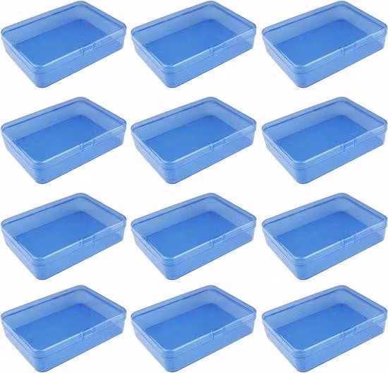 Set da 12 contenitori in plastica blu, rettangolari, 115x85x28 mm