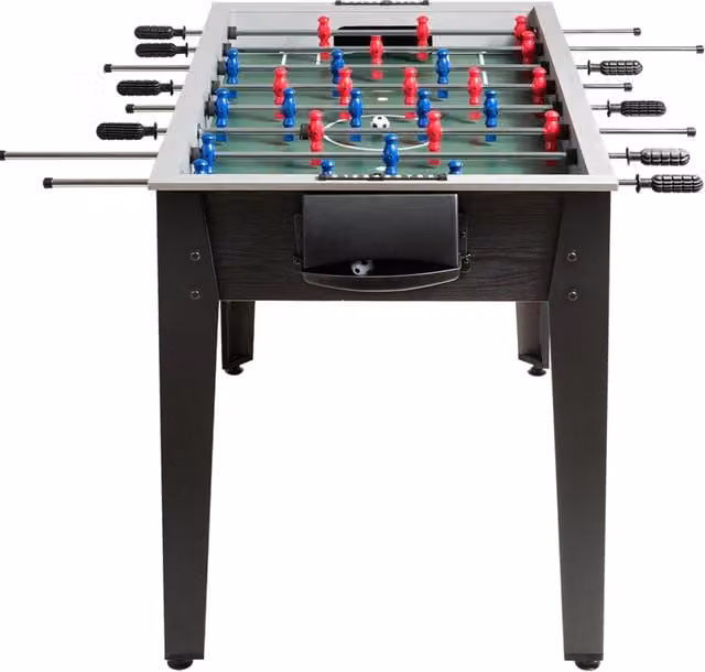 Calciobalilla in legno e metallo con 2 palline, ideale per casa o sala giochi, colore nero, L/P/H: 122 x 79 x 61 cm
