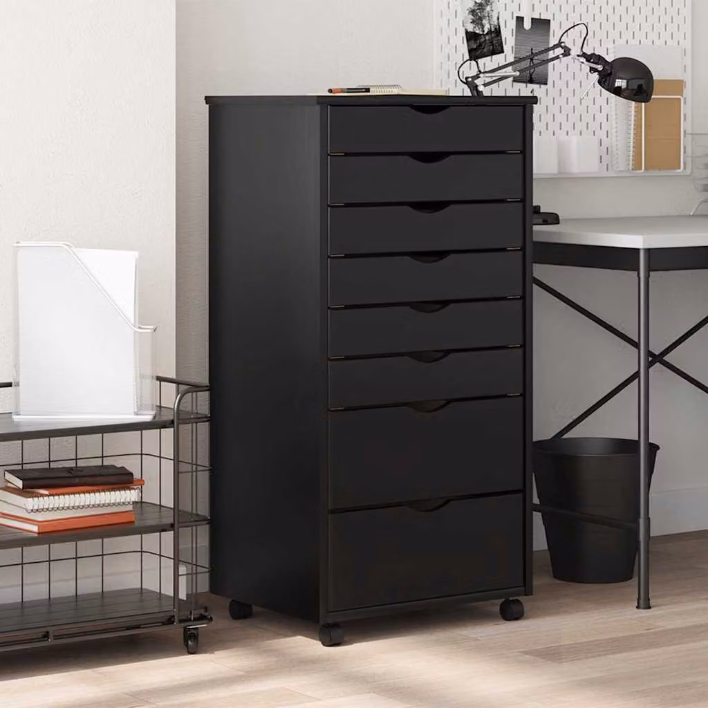 vidaXL Armadietto Rotante MOSS con Cassetti in Legno di Pino Nero Opaco