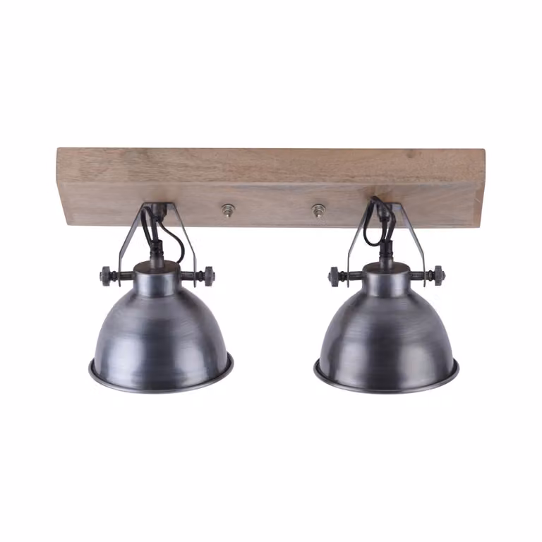 Lampada da soffitto e da parete, ferro, legno, punti mobili, L 44 cm