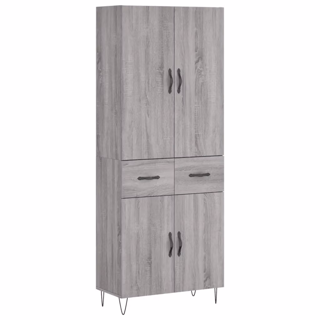 Credenza moderna vidaXL in legno e metallo, colore grigio, L: 69,5 cm, P: 34 cm, H: 180 cm – 2