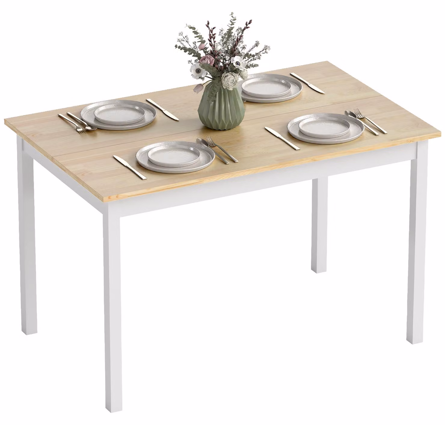 Tavolo da pranzo, 120 x 75 cm, tavolo da cucina in stile rustico per 4 persone, tavolo in legno per soggiorno, sala da pranzo, stile naturale