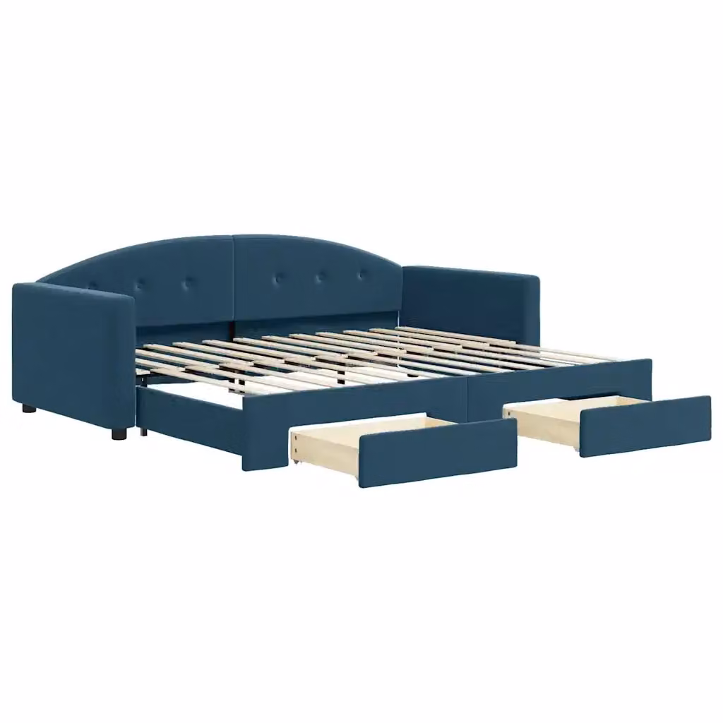 Divano Letto Estraibile con Cassetti in Velluto Blu vidaXL L/P/H: 222 x 90 x 75 cm – 2