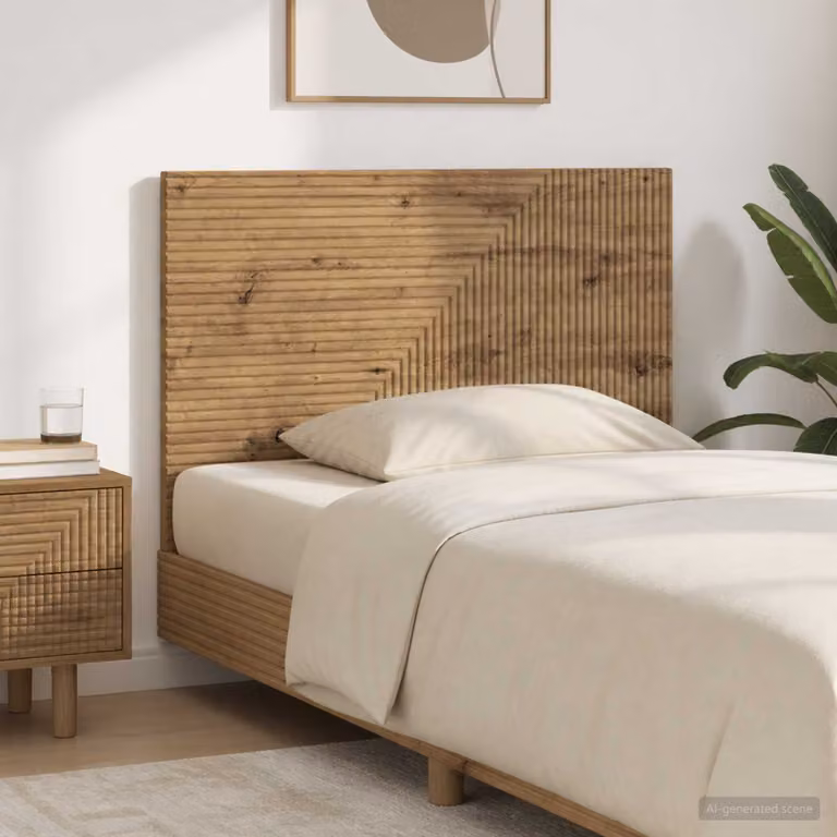 Testiera da muro vidaXL HAARLEM in legno marrone con ripiano integrato e scomparti laterali