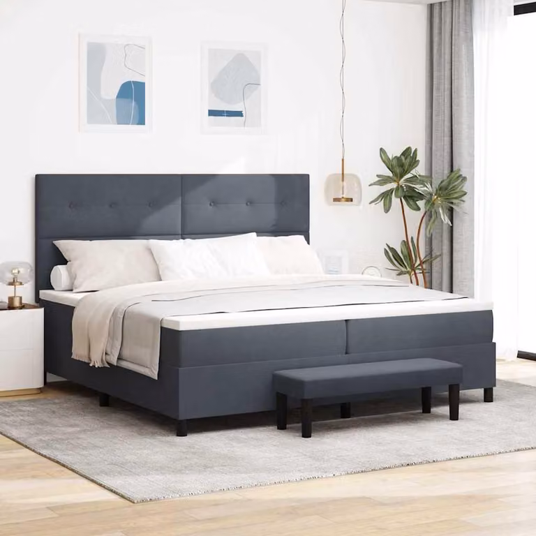 Maison Exclusive - Letto boxspring con testiera grigio scuro 200 x 200 cm in velluto