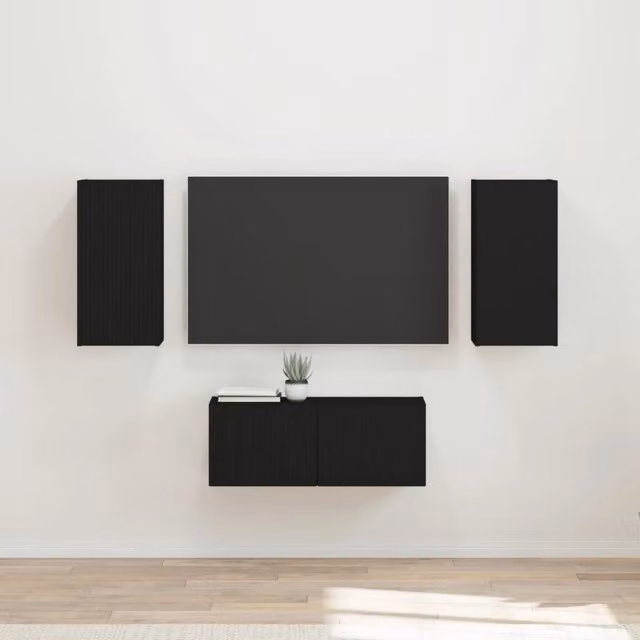 Set mobile TV 6 pz Nero Legno ingegnerizzato 3409061