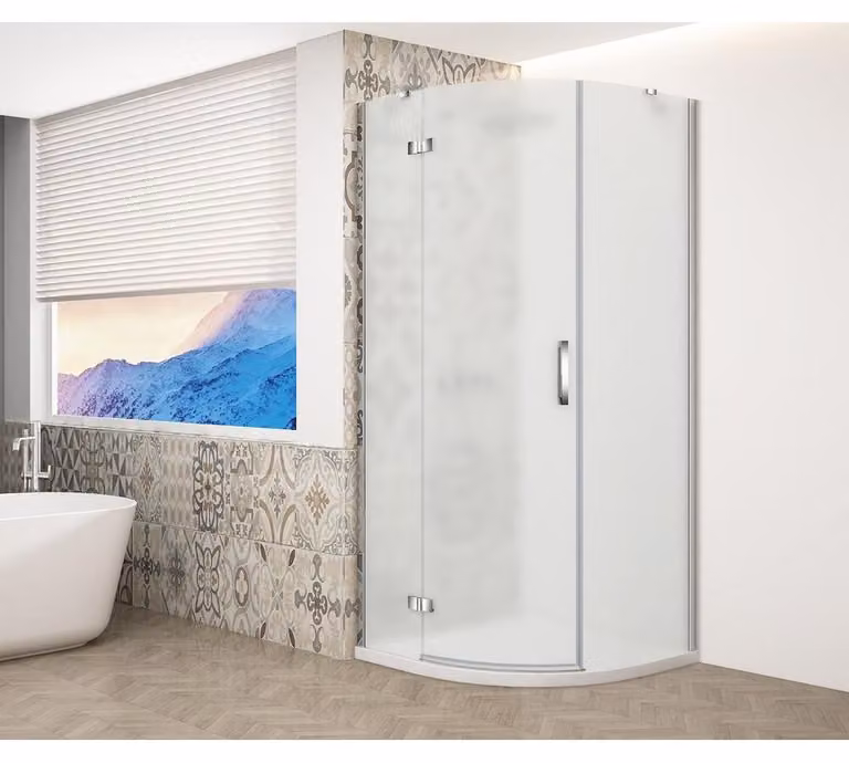TRINITY CHROME Box doccia a quarto di cerchio 900x900 mm, vetro satinato, sinistra