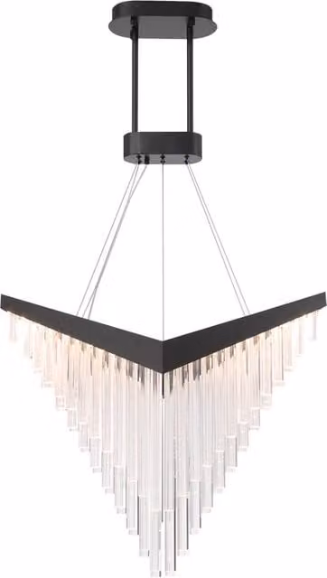 Lampadario a sospensione Vivien Quintiesse in stile glamour nero e trasparente con LED da 40W, dimmerabile e altezza regolabile