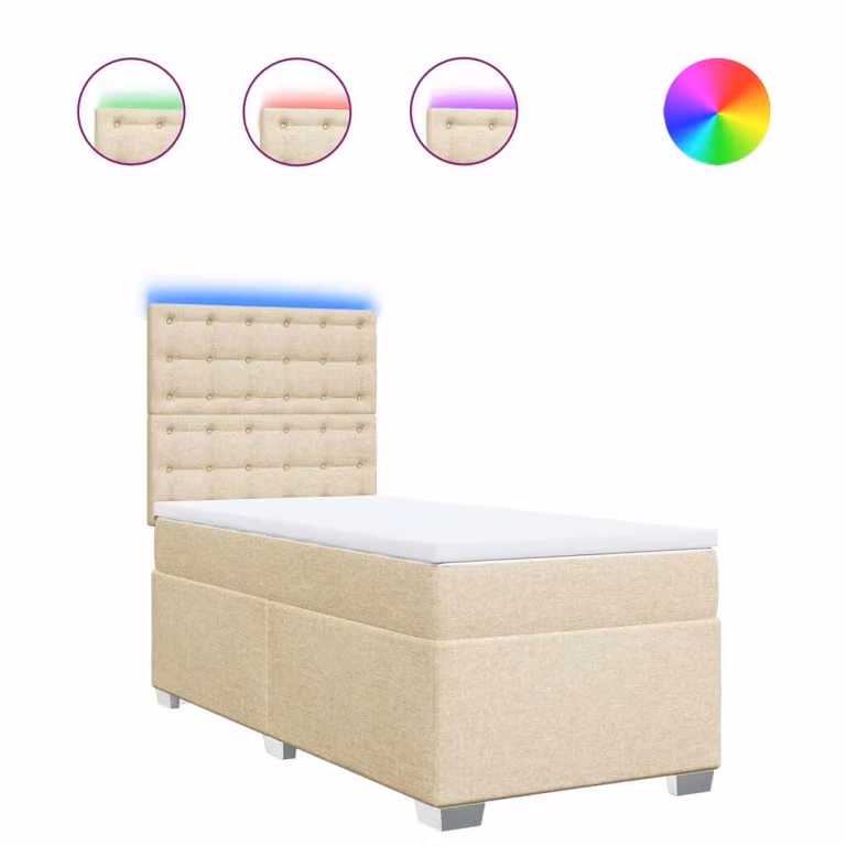 Giroletto a Molle con Materasso Crema 80x200 cm inTessuto