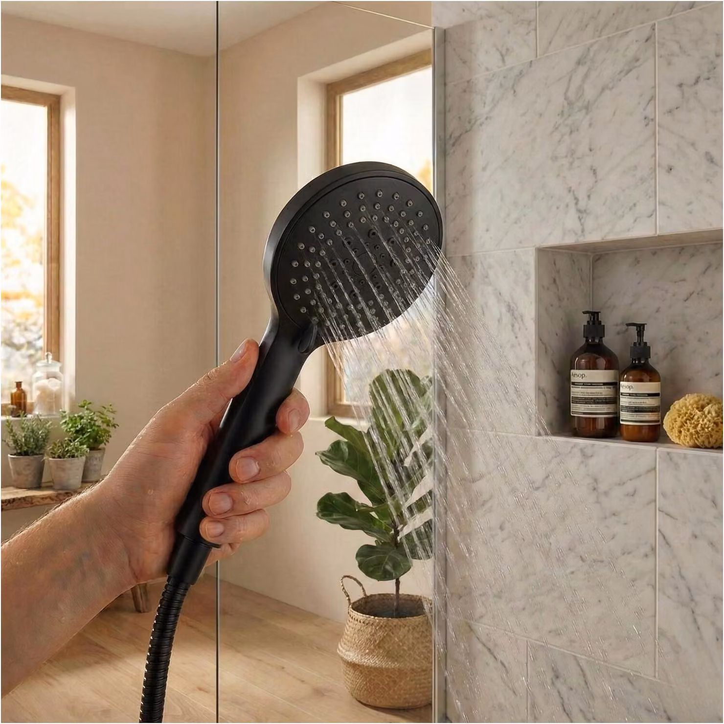 Soffione doccia rotondo in ABS a 3 getti NAYA