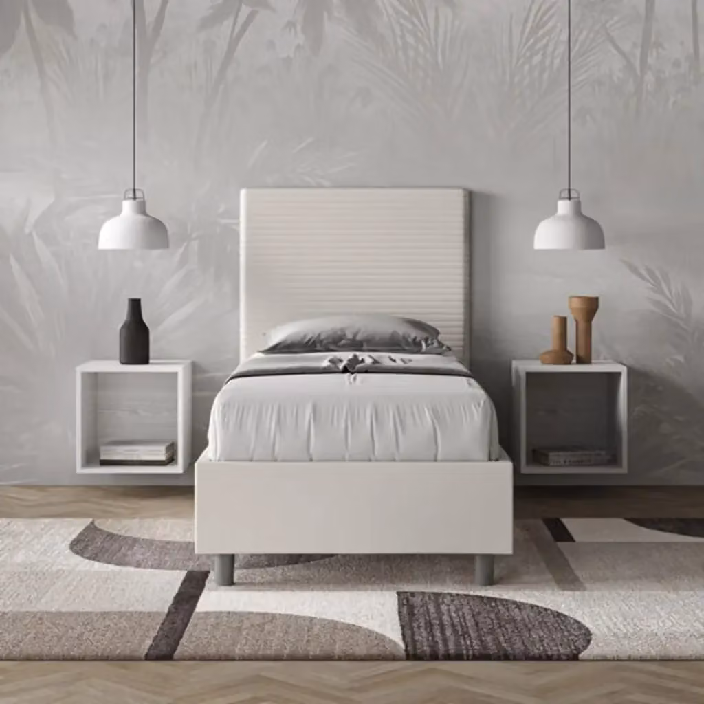 Letto singolo contenitore imbottito Ityhome in similpelle bianco L: 90 cm, P: 210 cm, H: 105 cm – 2