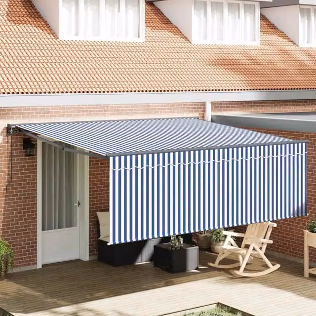Tenda retrattile Blu e Bianco 400 × 300 cm 3330488
