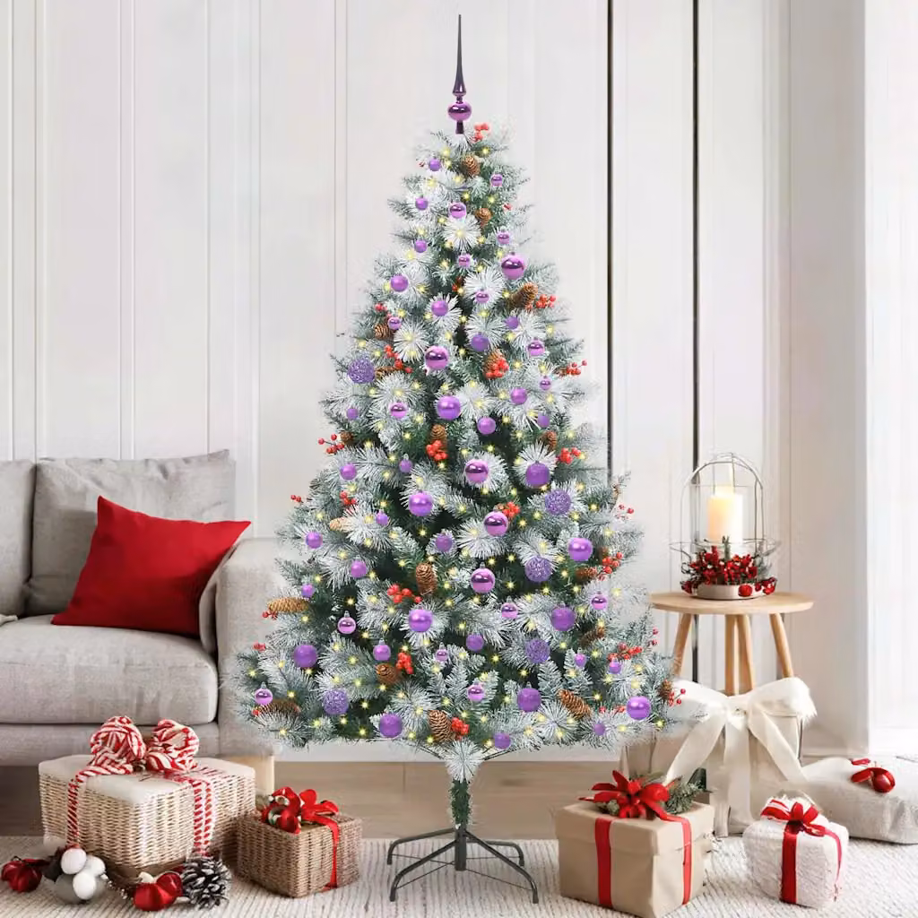 vidaXL Albero di Natale artificiale Verde e bianco 180 cm