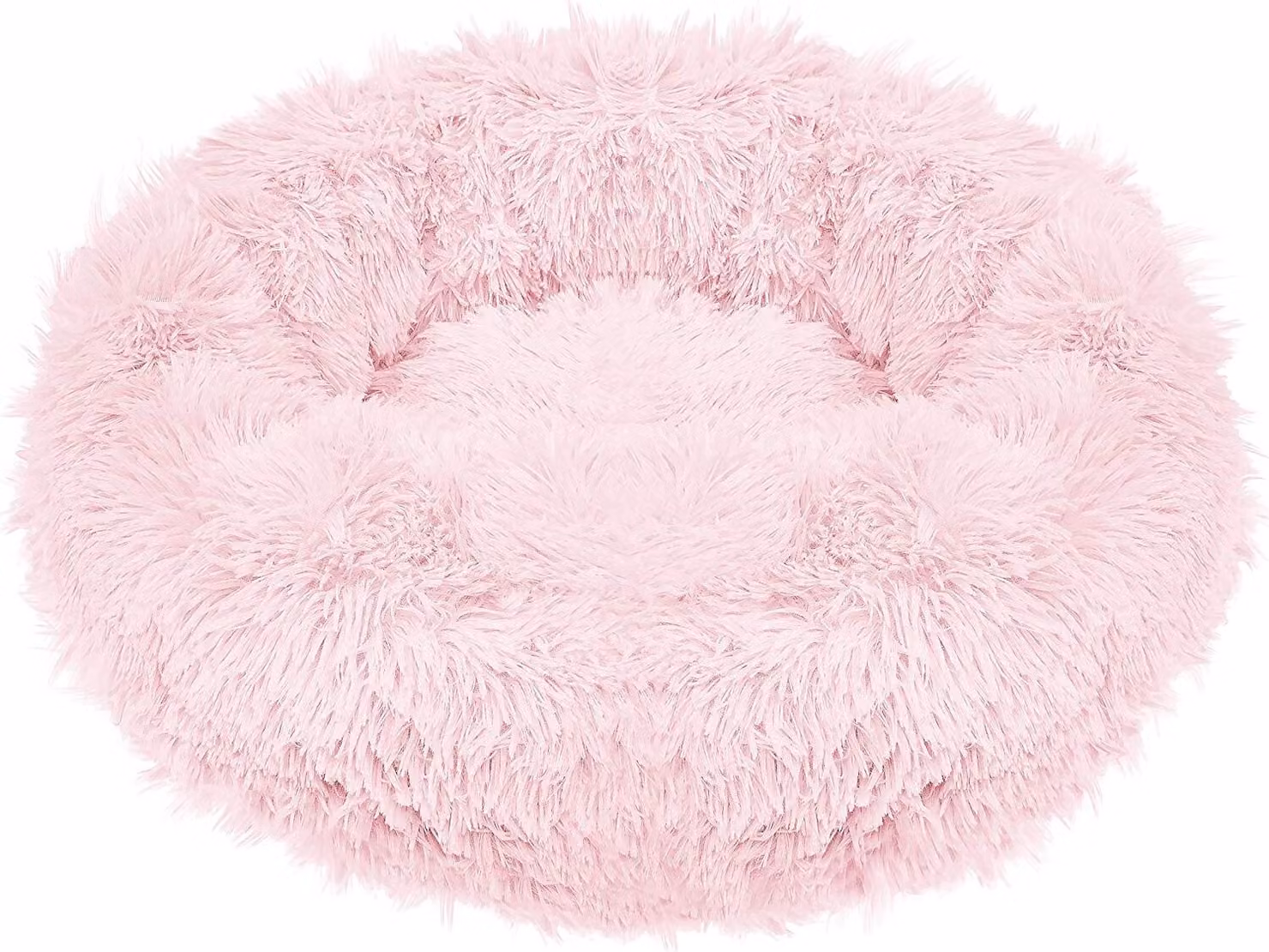 Letto per cani in peluche Letto per gatti Cuscino per cani Cestino per cani Posto letto Ø 80 cm - Rosa cipria