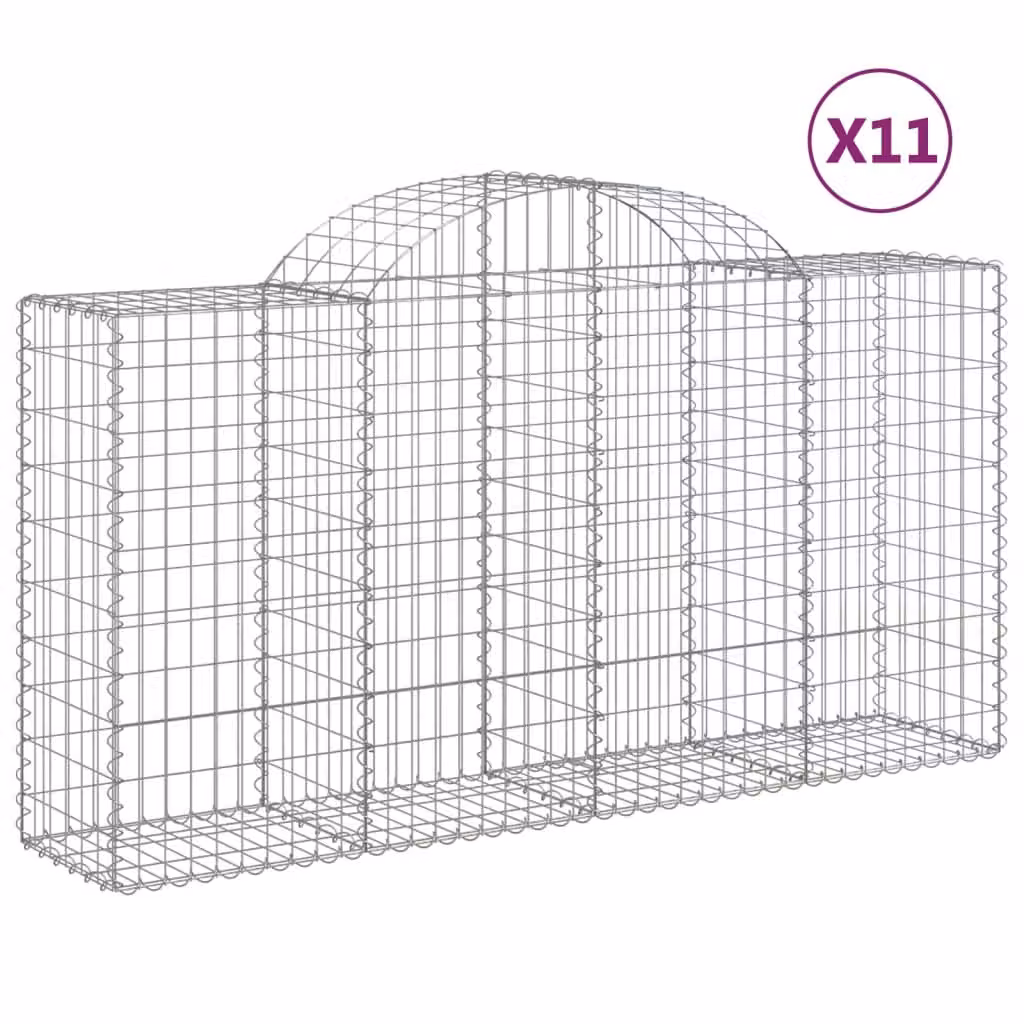 Cesti Gabbioni ad Arco 11 pz 200x50x100/120 cm Ferro Zincato
