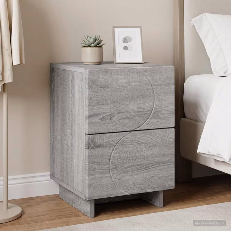 vidaXL Armadio da Notte Sonoma Grigio L: 33,5 cm, P: 34,5 cm, H: 50 cm