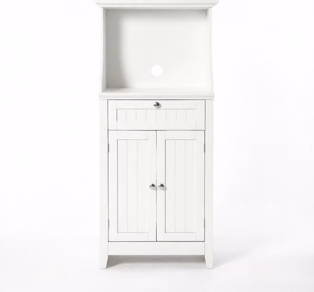 Armadio da cucina in MDF bianco con anta, cassetto e vano per microonde 60x40x122,5 cm