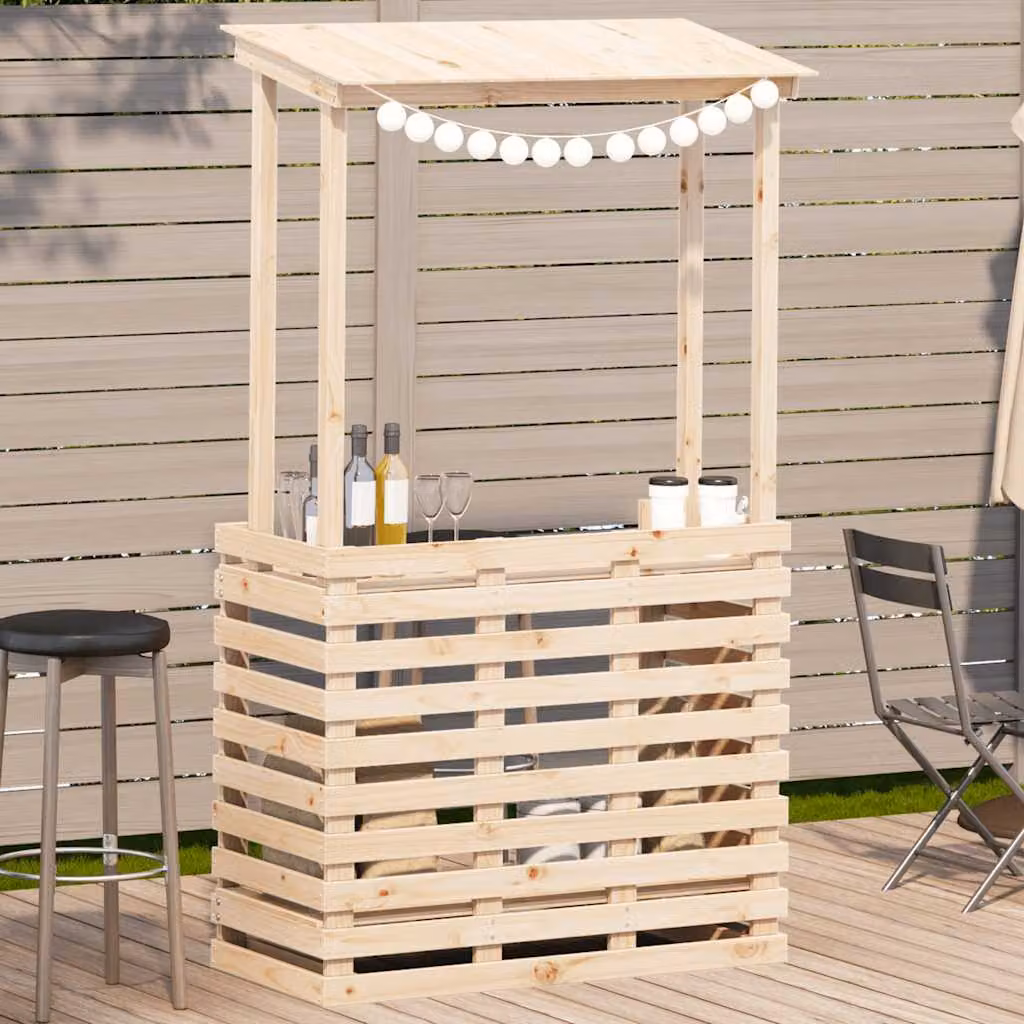 vidaXL Tavolo Bar da Esterno con Tetto 112,5x57x195,5cm Legno Massello