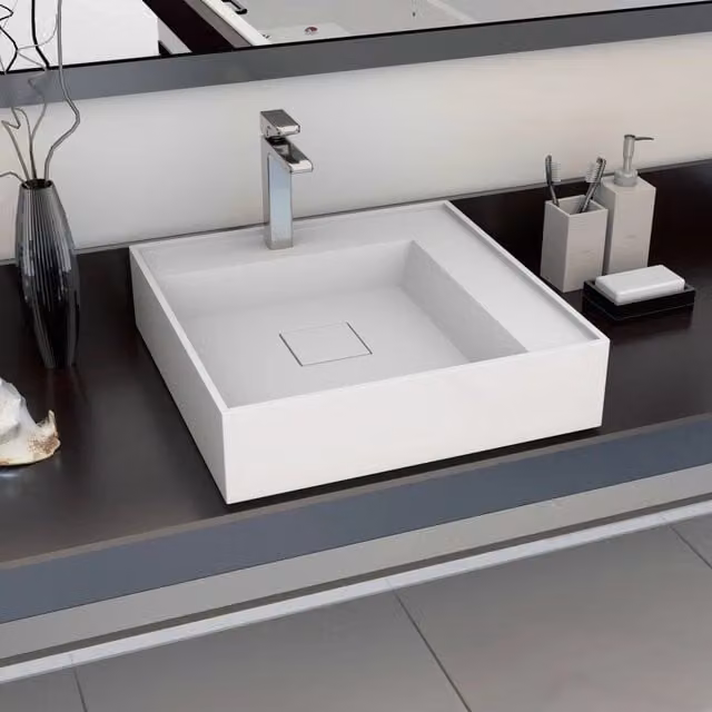 Lavandino vidaXL in marmo e minerale bianco L/P/H: 50 x 50 x 12,3 cm