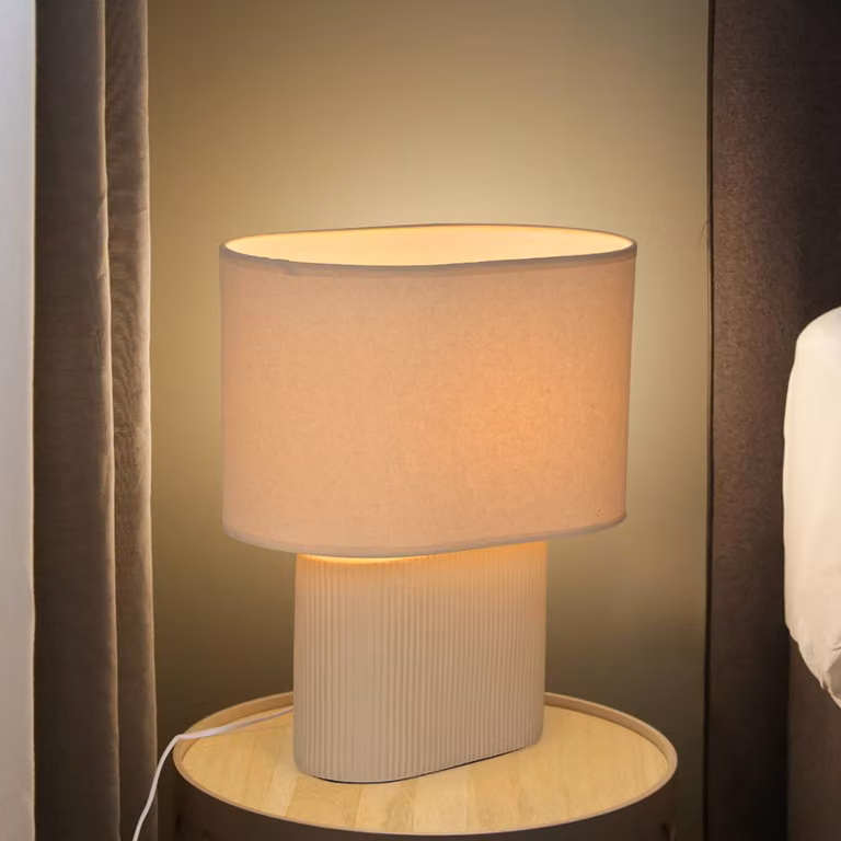 COREP Lampada da tavolo Santorini, Crema / Ambra, Soggiorno / Sala da pranzo, Ceramica, Lampada da tavolo