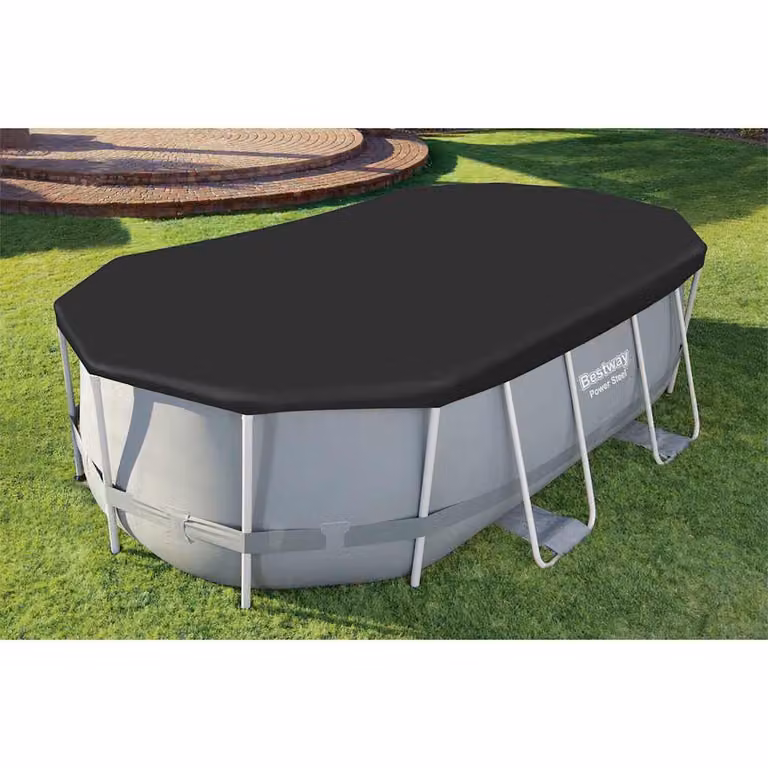 Copertura per piscina ovale Bestway Flowclear in PVC nero, L: 418 cm x P: 230 cm