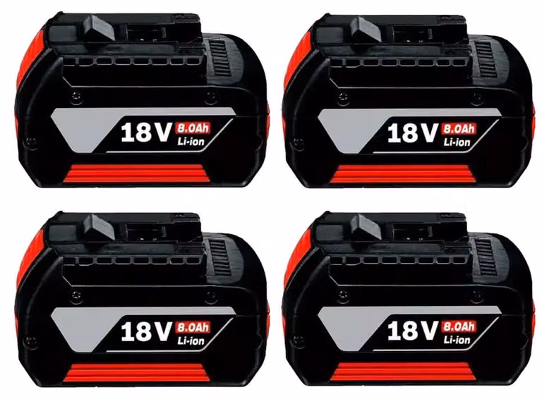 Batteria agli ioni di litio, 18V, capacità 8000mAh, 8.0AH, confezione da 4 pezzi