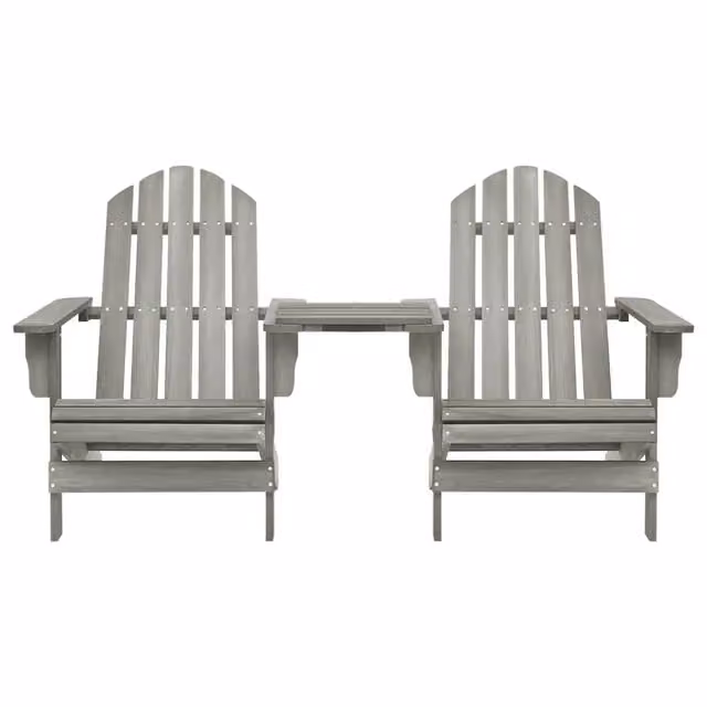 Sedie da Giardino Adirondack con Tavolino-Mobili da giardino in Legno Abete Grigio