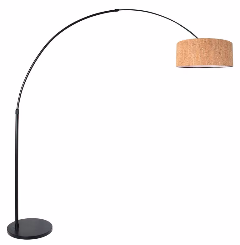 Lampada da terra - nero - Sparkled Light - metallo tessile - lampada ad arco - E27 - 4342ZW - Steinhauer