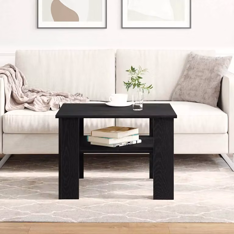 vidaXL Tavolino da salotto moderno in legno nero e rovere, L 60 cm x P 60 cm x H 42 cm