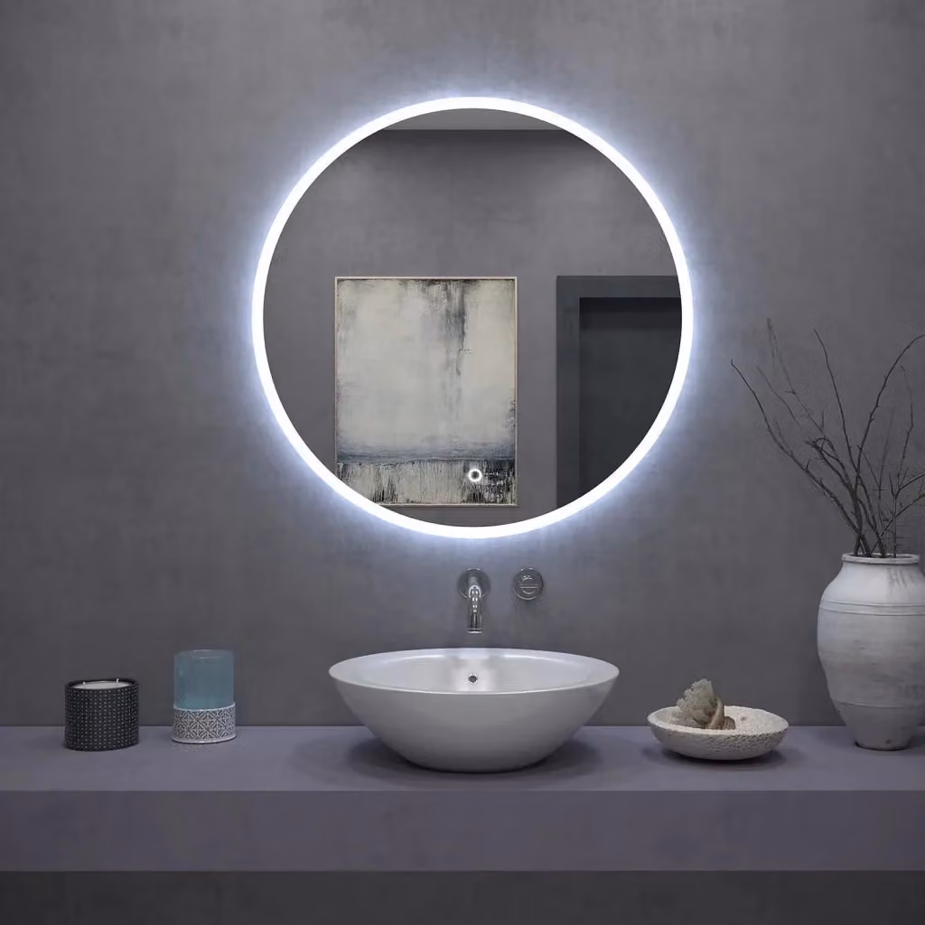 Specchio rotondo con luce LED Rea bianco, diametro: 80 cm – 2