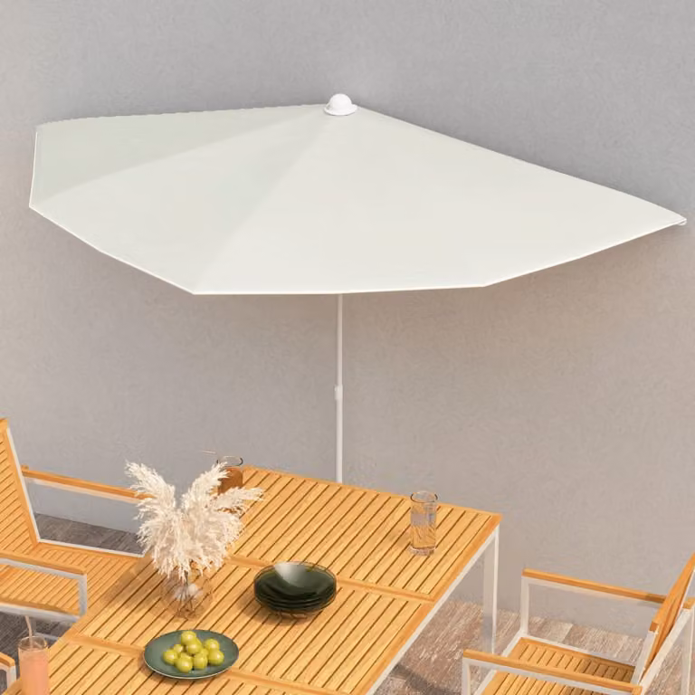Maison Exclusive - Ombrellone a semicircolo con palo, 180x90 cm, color sabbia