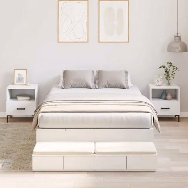 Letto con contenitore e cassetto vidaXL in legno e MDF bianco 120 x 200 cm
