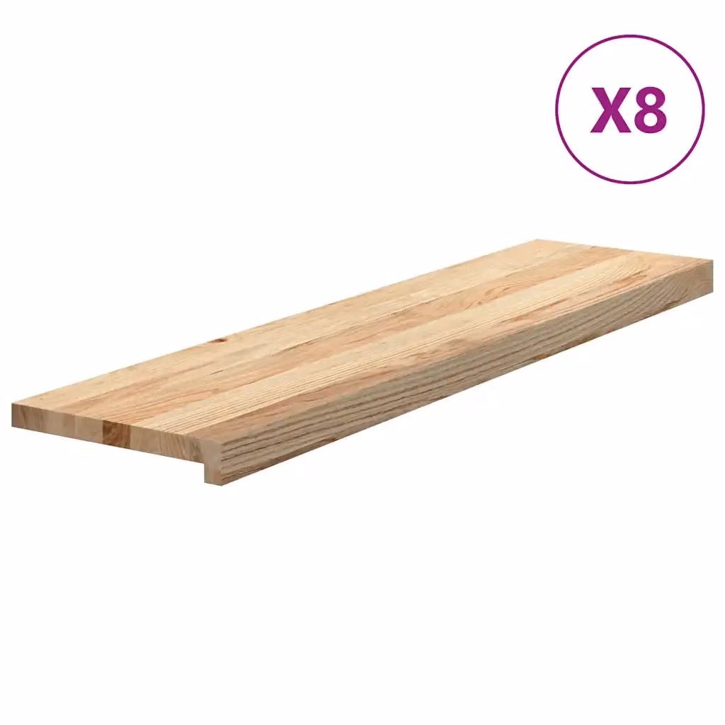 Set di 8 gradini in rovere massello non trattato vidaXL, L/P/H: 100 x 30 x 2 cm, colore marrone – 2