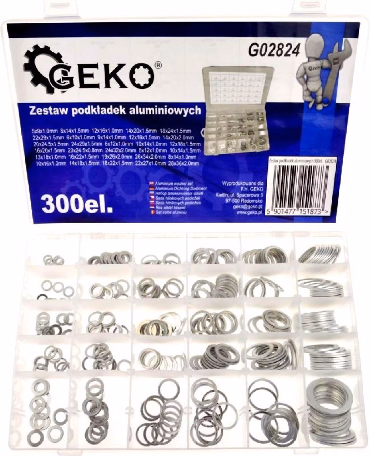 GEKO Rondella in alluminio, set di 300 pezzi G02824