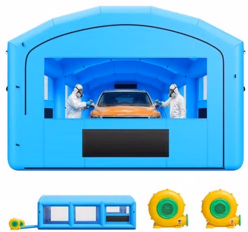 Cabina di Verniciatura a Spruzzo Gonfiabile VEVOR Blu con Soffiatori e Filtro, Tenda Portatile con Tetto ad Arco per Auto e Imbarcazioni, L/P/H: 8,5 x 4,5 x 3 m