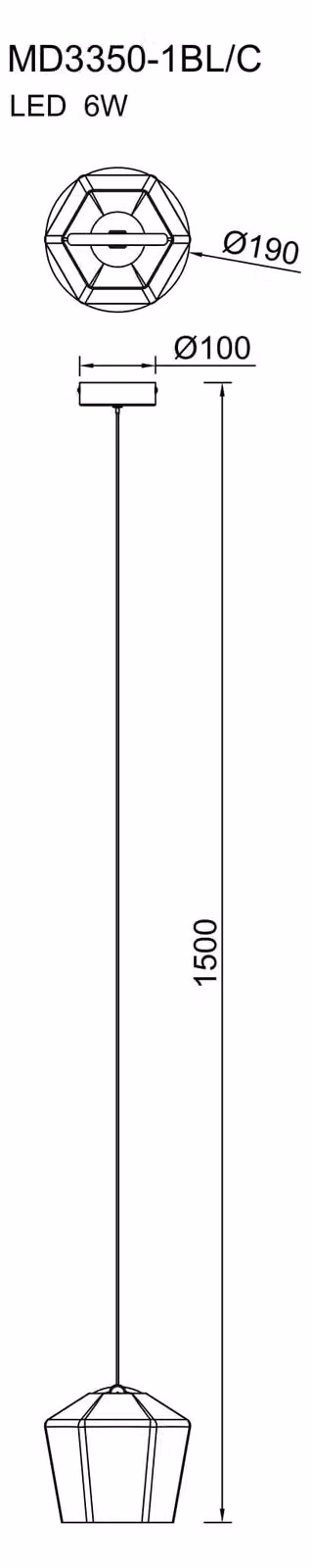 Lampada a sospensione LED 6W COLORE MD3350-1BL/C Linea Zuma