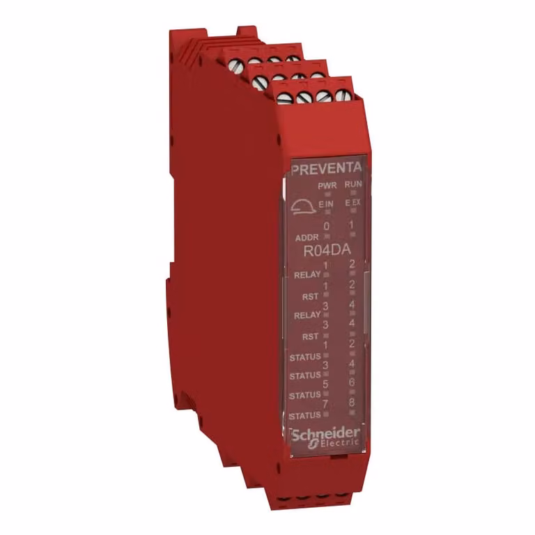 Schneider Electric Espansione uscite relè Modicon XPSMCM, 4 relè di sicurezza + 8 uscite di stato, morsetto a vite XPSMCMRO0004DA