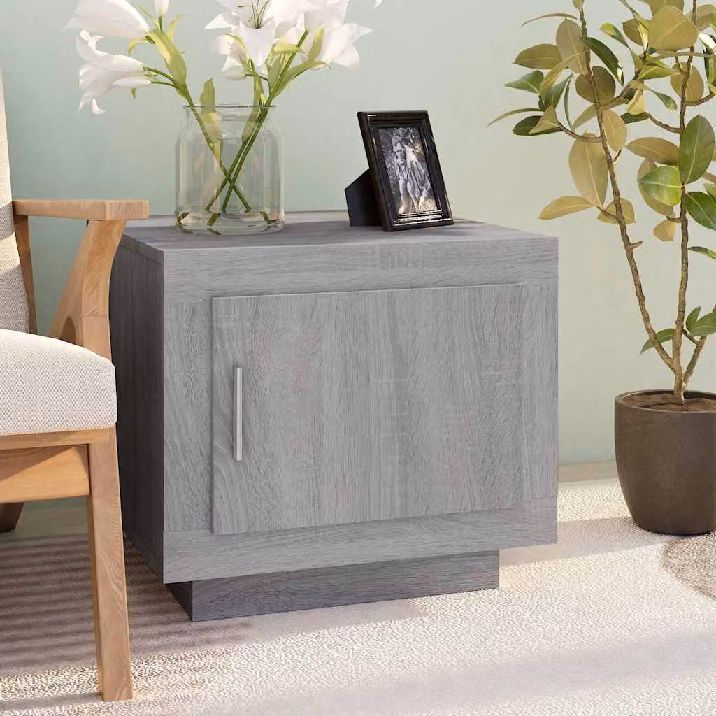 vidaXL Tavolino da Salotto Moderno in Legno Multistrato Grigio L: 51 cm, P: 50 cm, H: 45 cm
