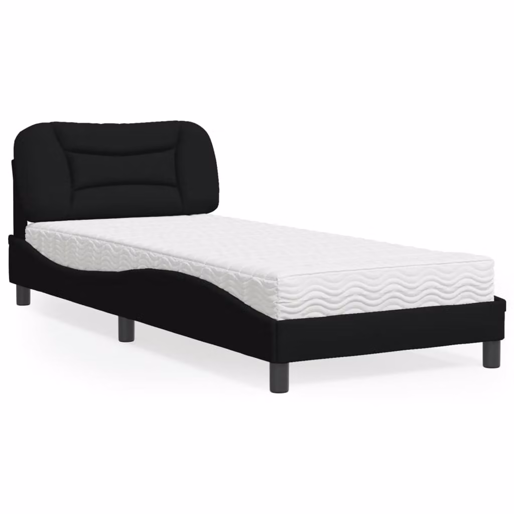 Letto con Materasso Hvar vidaXL Nero in Tessuto 90x200 cm – 1