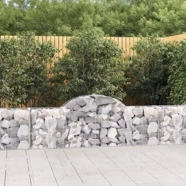 Cesti Gabbioni ad Arco 8 pz 200x30x60/80 cm Ferro Zincato 3146074