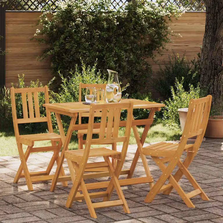 Sedie Bistro da Giardino vidaXL in Legno di Acacia Massello Naturale Marrone