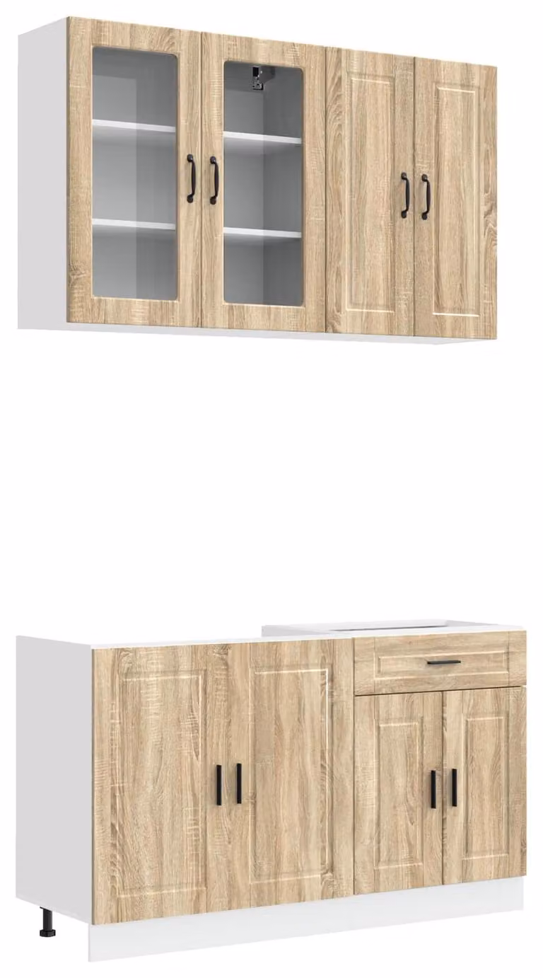 Set da cucina PORTO, composto da 4 elementi, realizzato in materiale composito effetto legno "Sonoma"